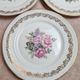 Set of 5 flat plates in Limoges porcelain – Floral decoration and gilding