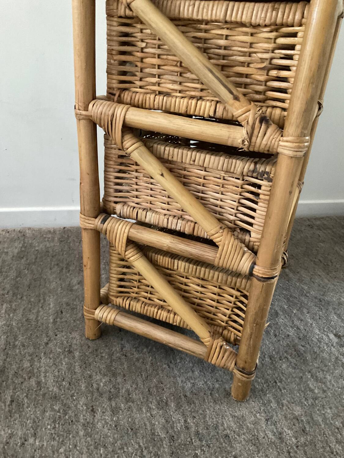 Vintage rattan chiffonier from the 70s