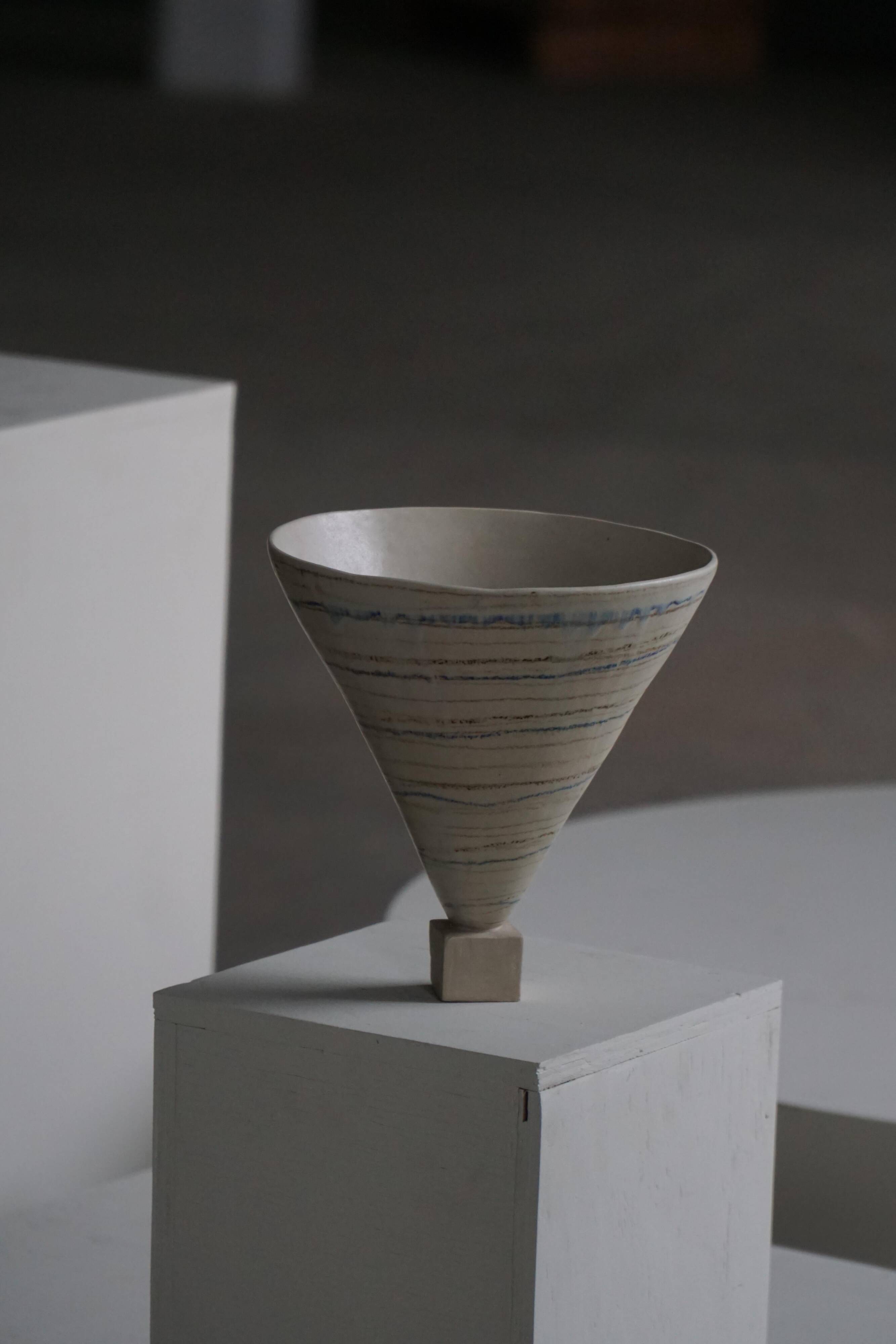 Decorative stoneware vase from mid-20th century, 1960s.