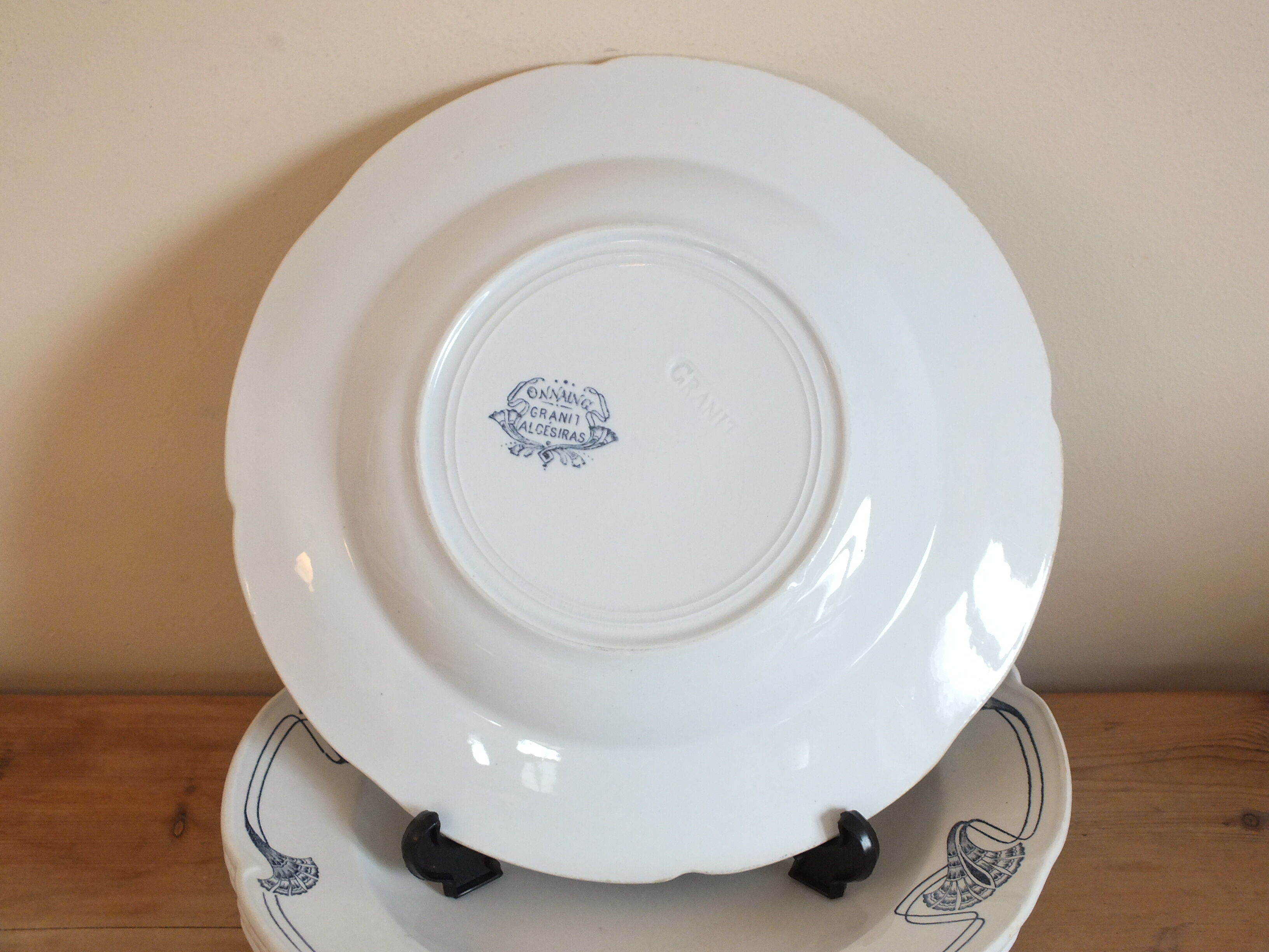 4 hollow plates Art Nouveau 1900 Onnaing Granite Algeciras, Lot 1