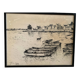 Old charcoal lithograph h. jonas st carlo august 76 + black wood frame