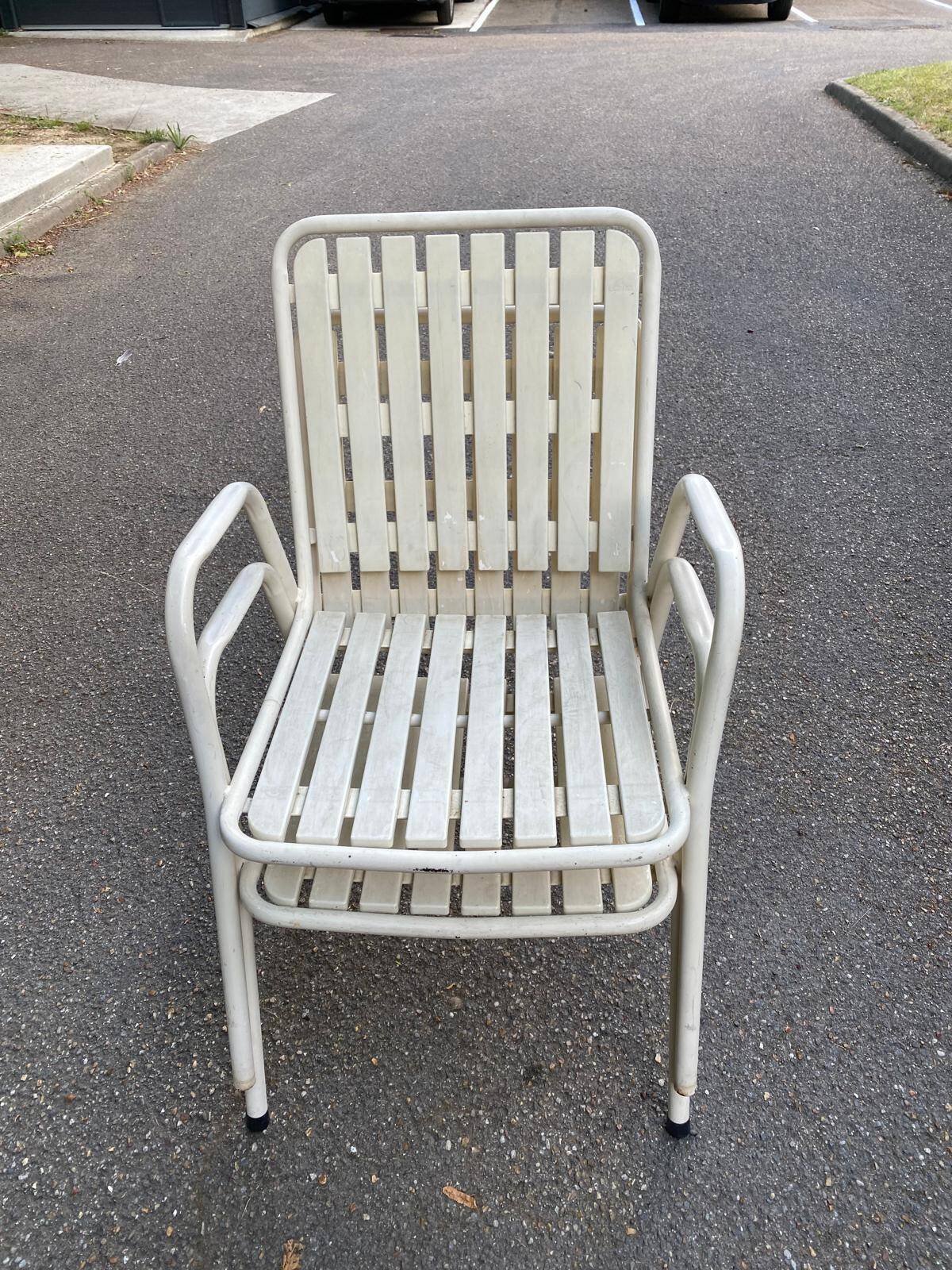 2 white emu rio garden armchairs with armrests