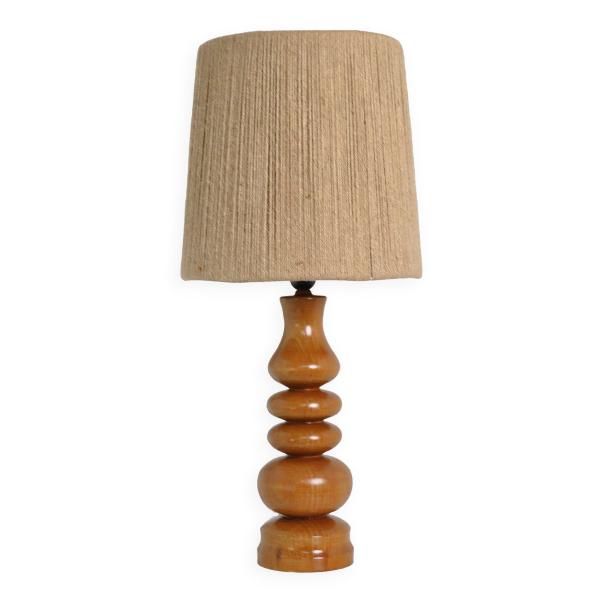 Wooden lamp with rope shade 1970