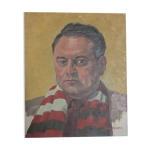 Portrait d'homme années 50 huile
