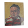 Portrait d'homme années 50  huile sur toile signée