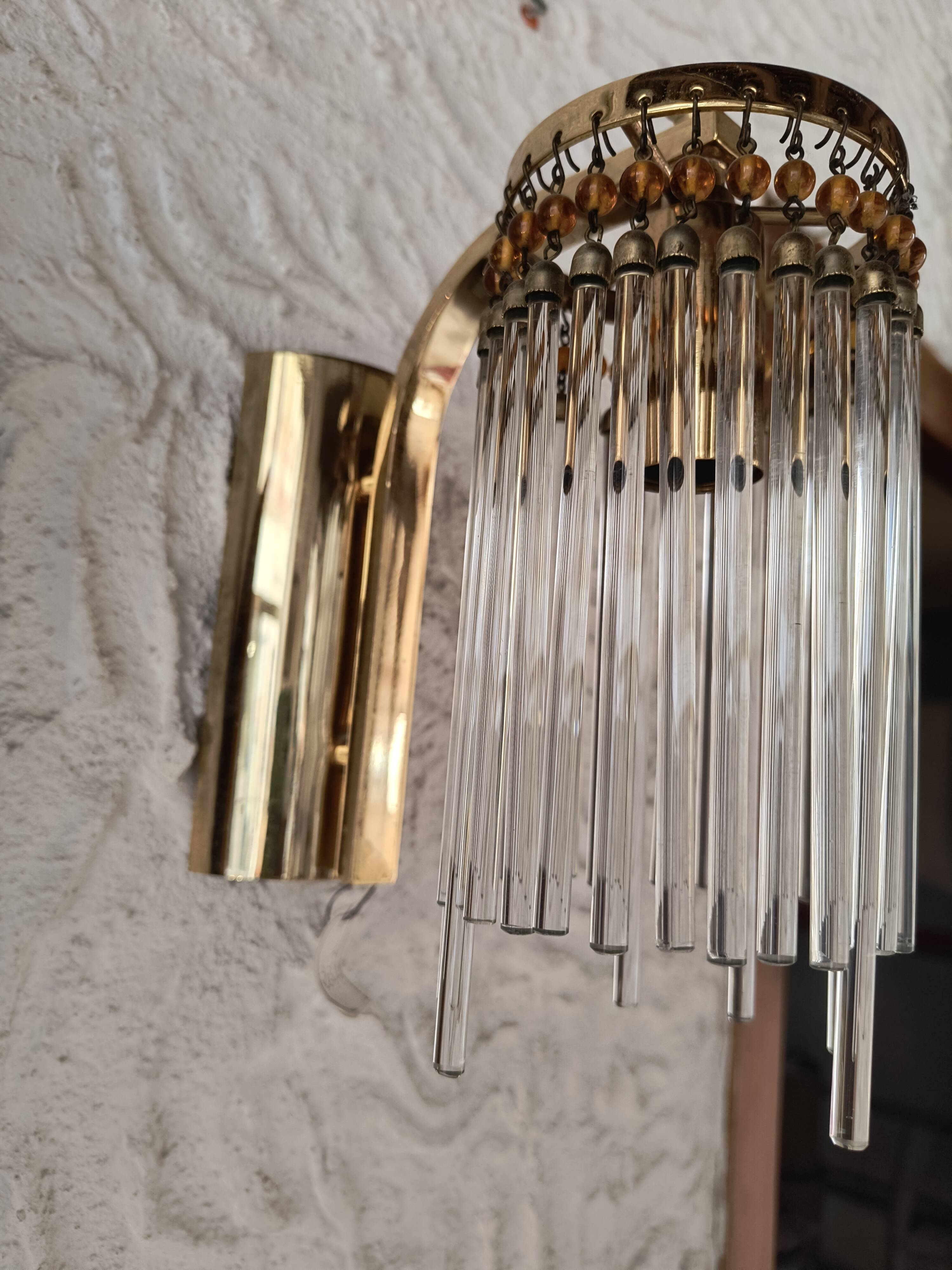 Applique murale laiton et pampilles cristal