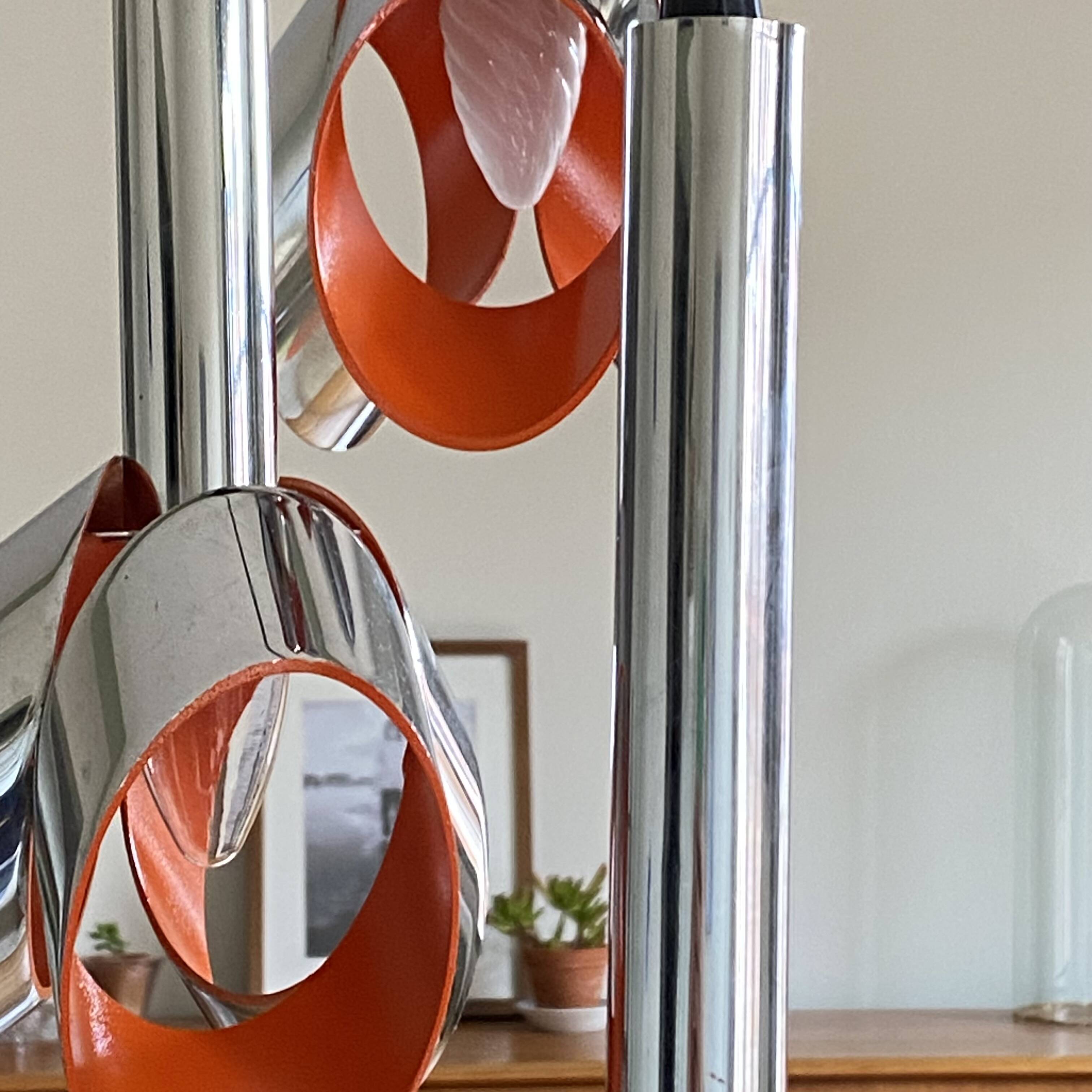 Suspension cascade en acier inox lustre 1970 Raak