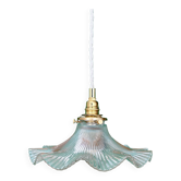 Suspension abat-jour vintage en verre holophane