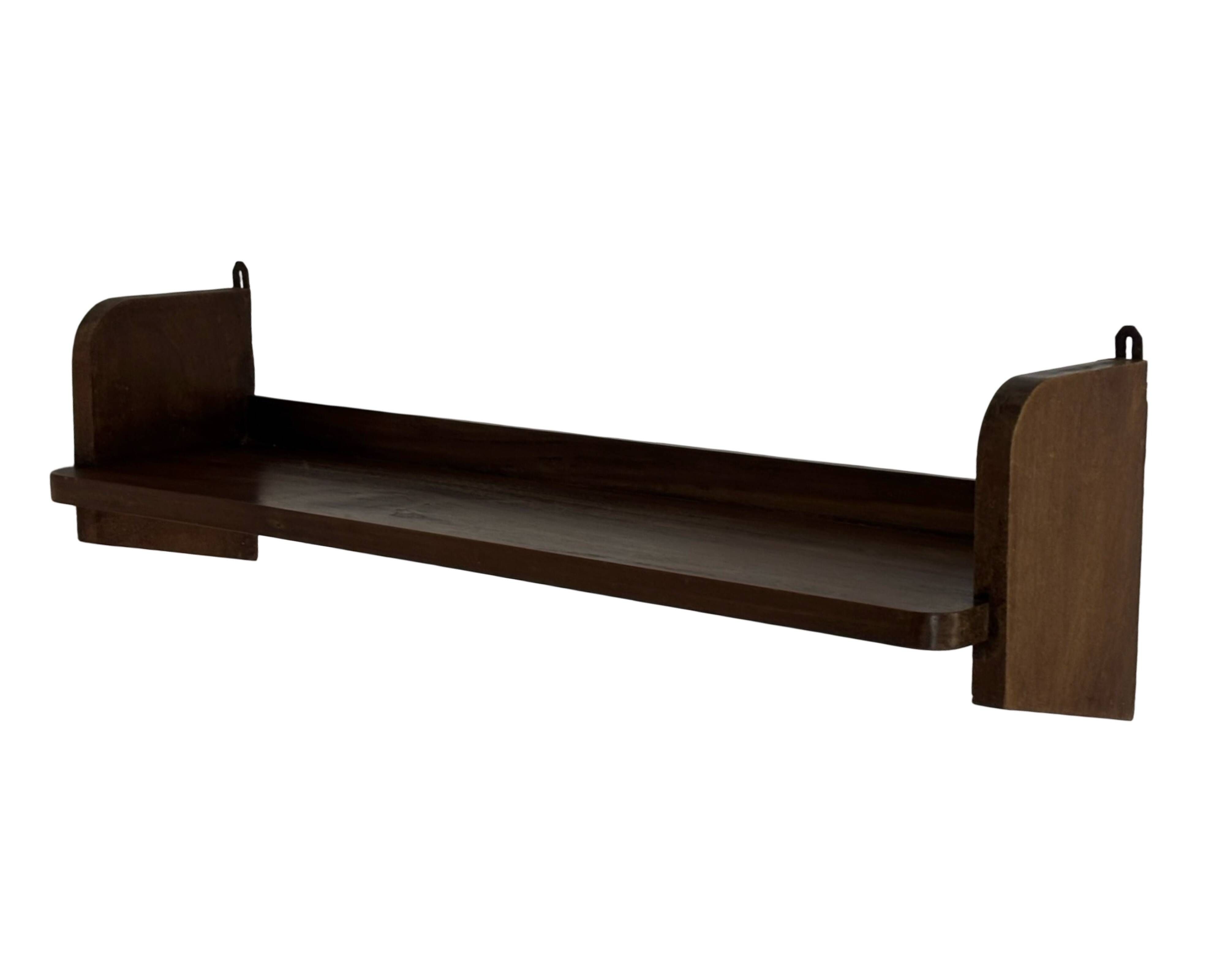 Vintage wooden wall shelve rack bookshelf in oak wood minimalist
