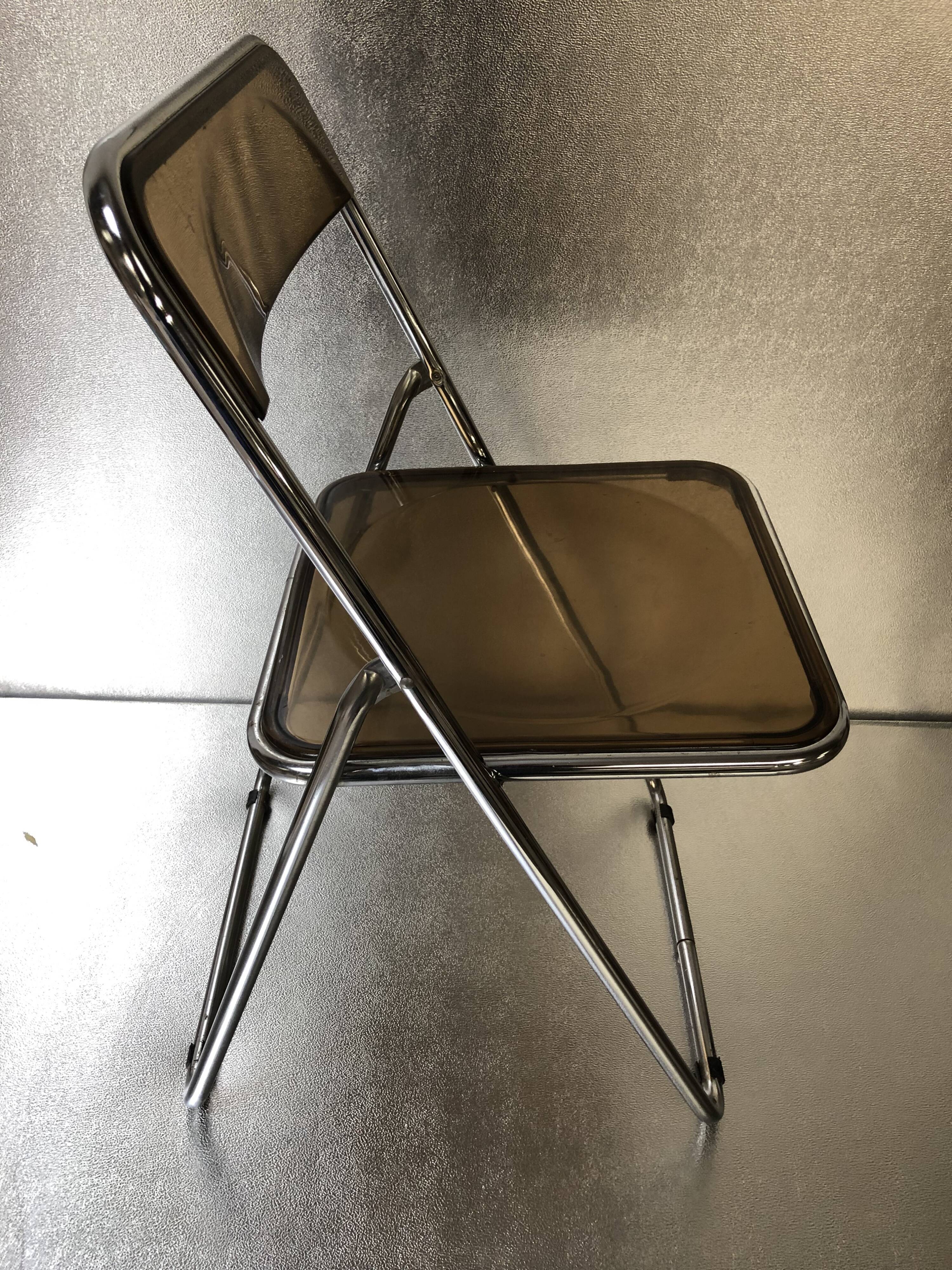 PLEXIGLAS SMOKY YEARS 70, CHROME DESIGN VINTAGE