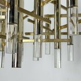 Sciolari 15 lights slight gilded chrome and perspex Chandelier model Ice, Italy 60s