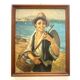 Peinture à l'huile, G. De Curtis, toile signée, jeune pêcheur italien, fin du XXe siècle