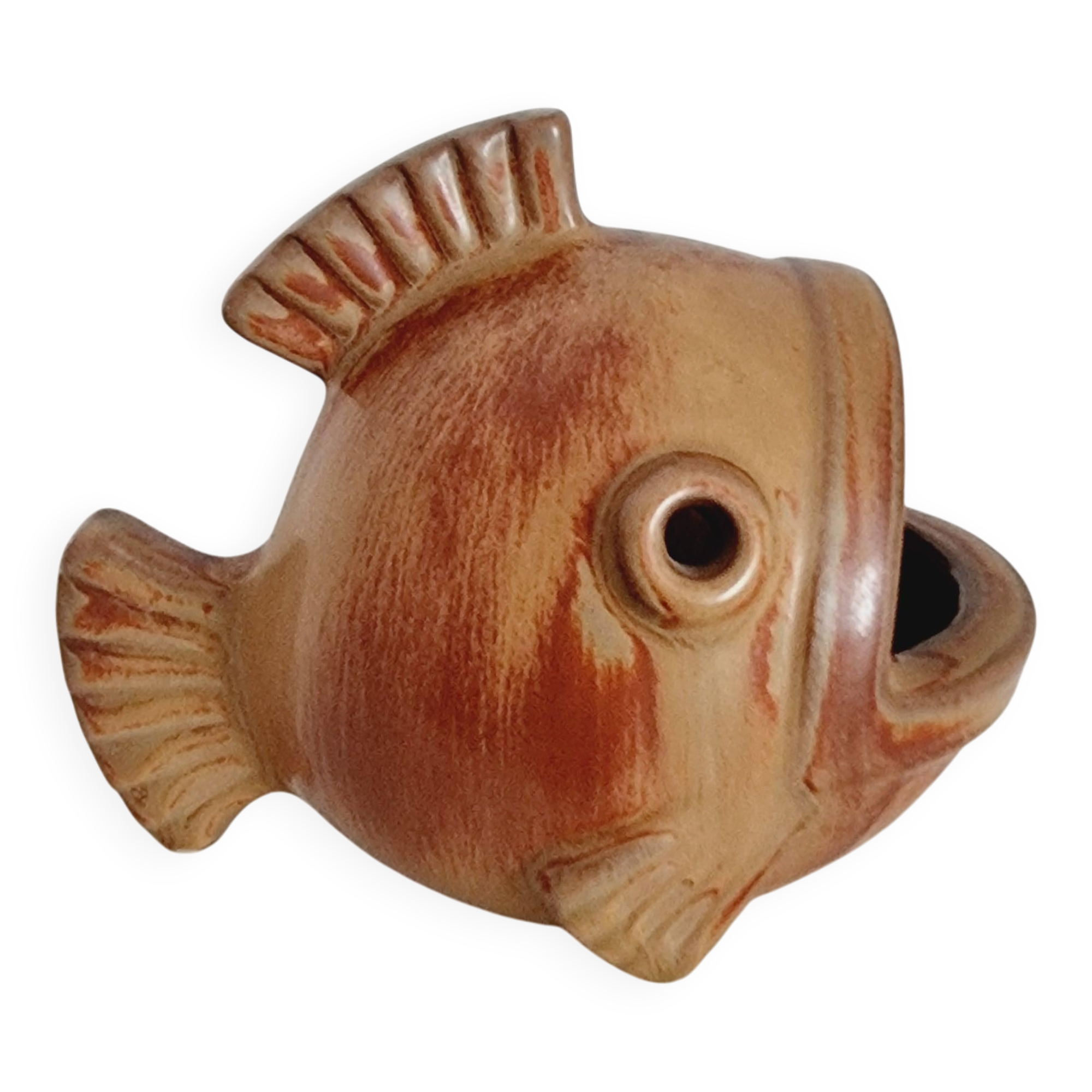 Gunnar Nylund, sculpture/vase/bowl in ceramic shaped like a fish, modern Scandinavian.