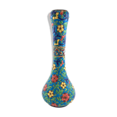 Vase soliflore en émaux bleu de Longwy