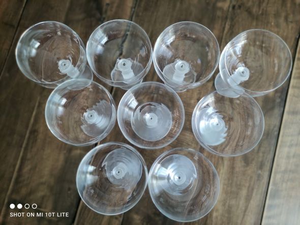 Lot de 9 coupes à champagne en cristal vintage pied givré