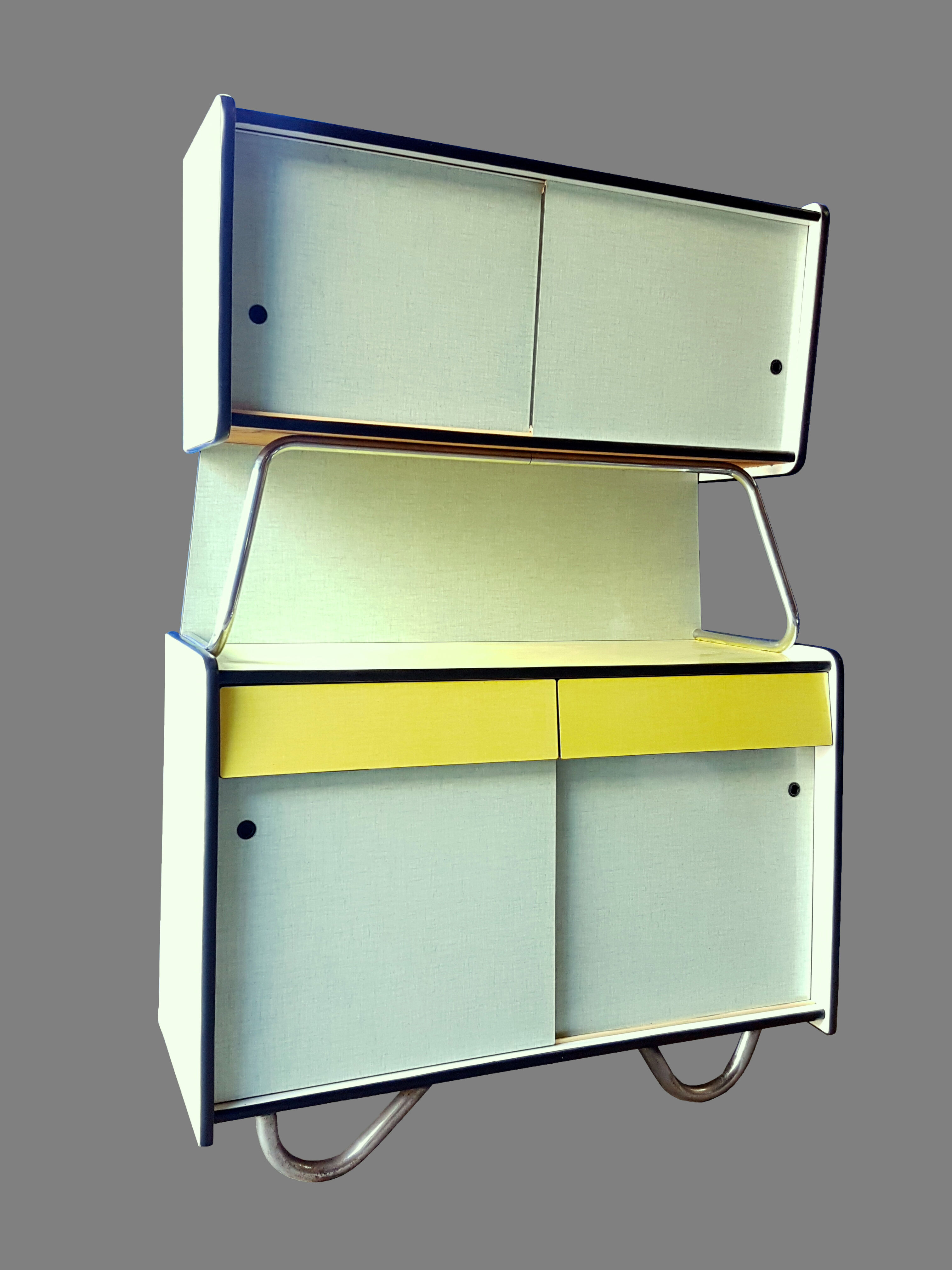 Green and yellow formica buffet