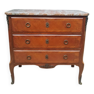 Transitional style inlaid chest of drawers