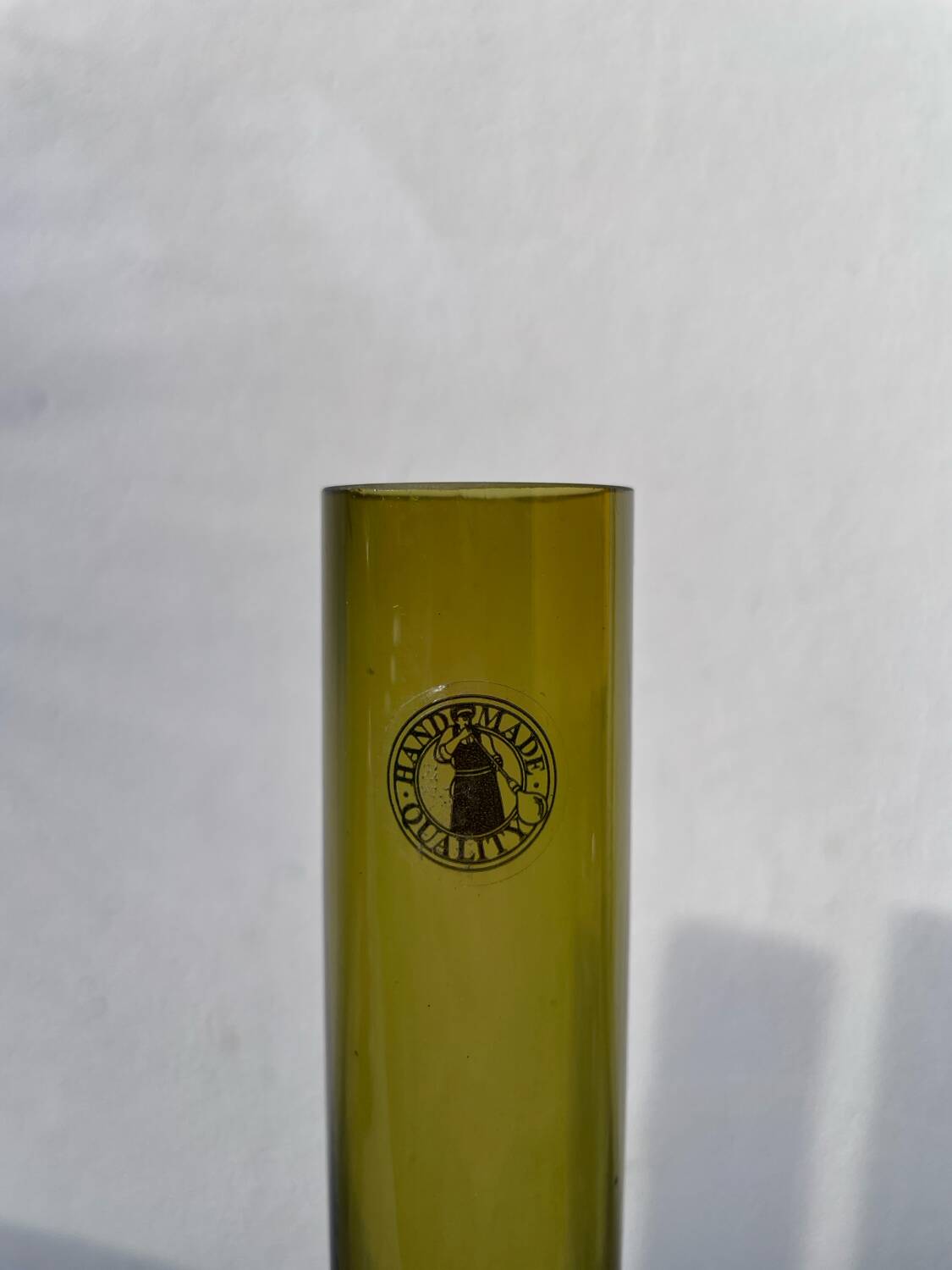 Trio de soliflore en verre vert olive / vases tubes