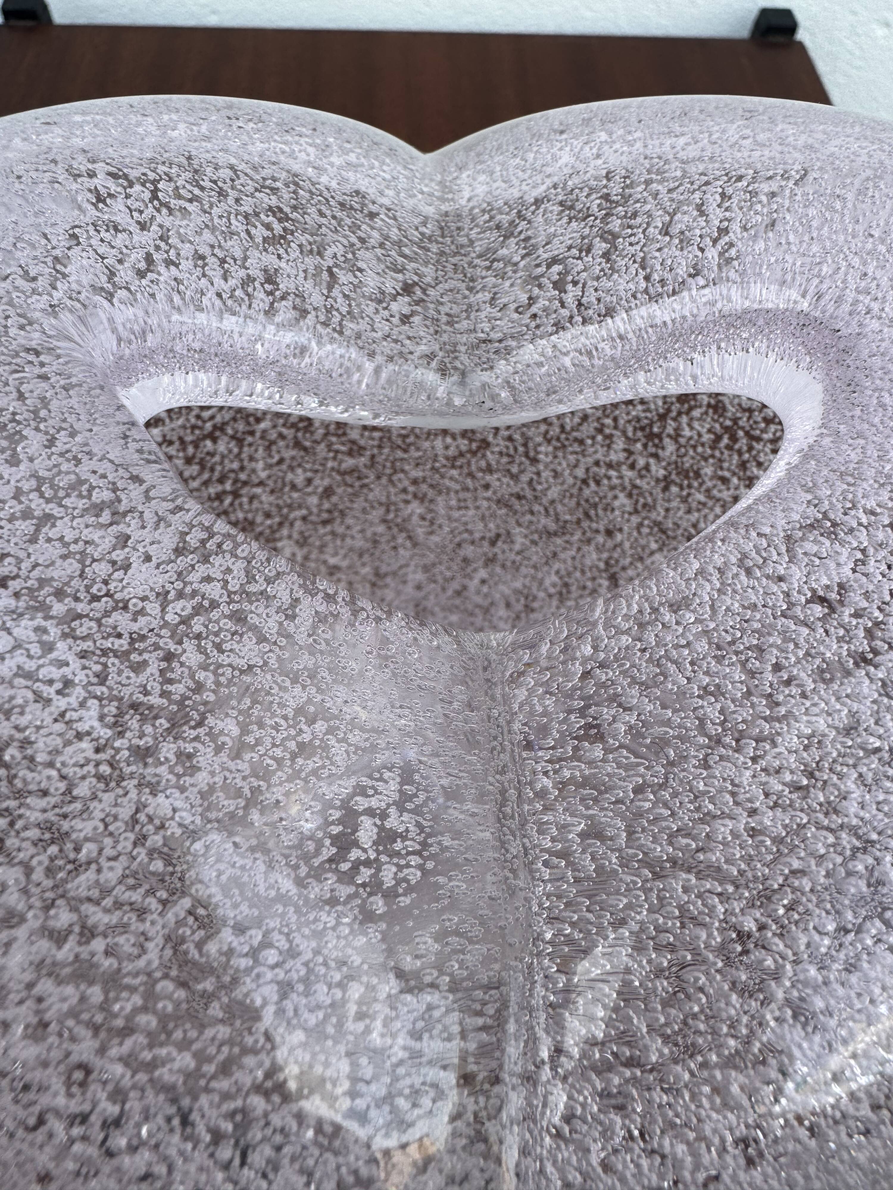 Heart-shaped bubble glass vase from the 1960s.