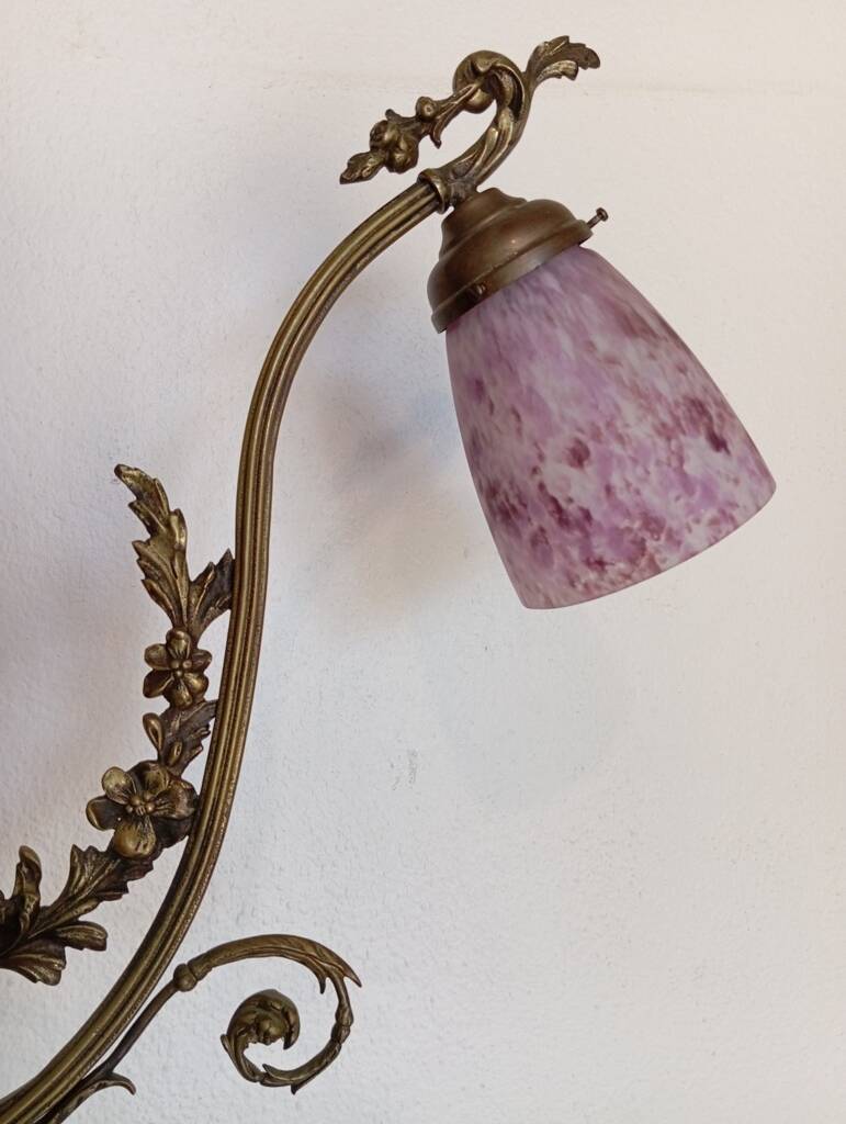 Lampe art nouveau monte et baisse en bronze