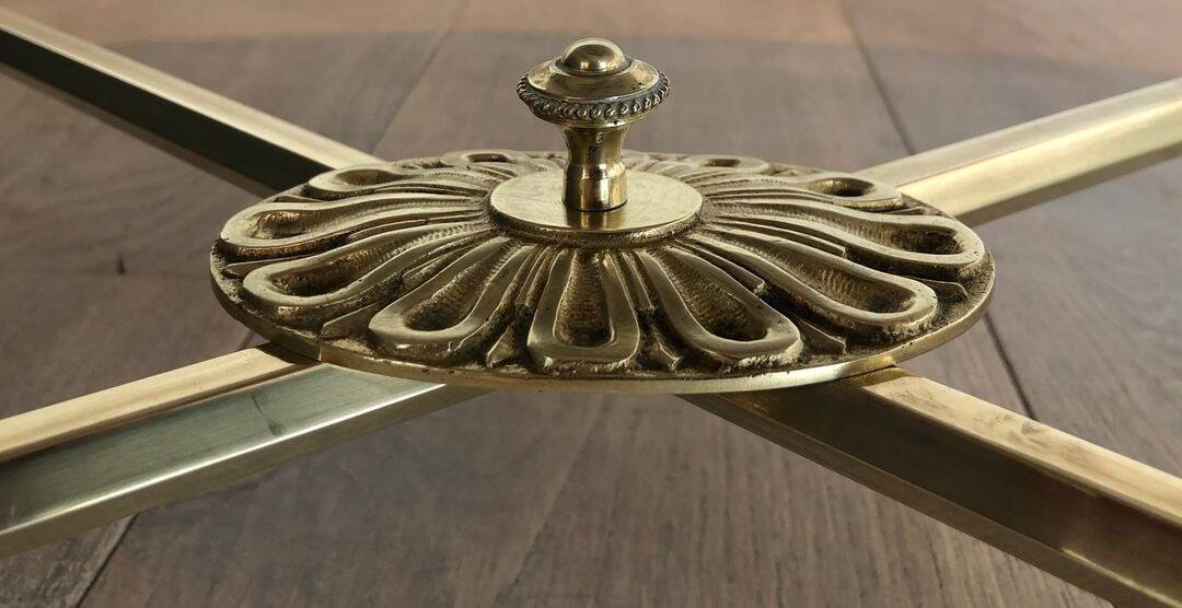Neoclassical Oval Coffee Table in Brass and Carrara Marble, Janse House
