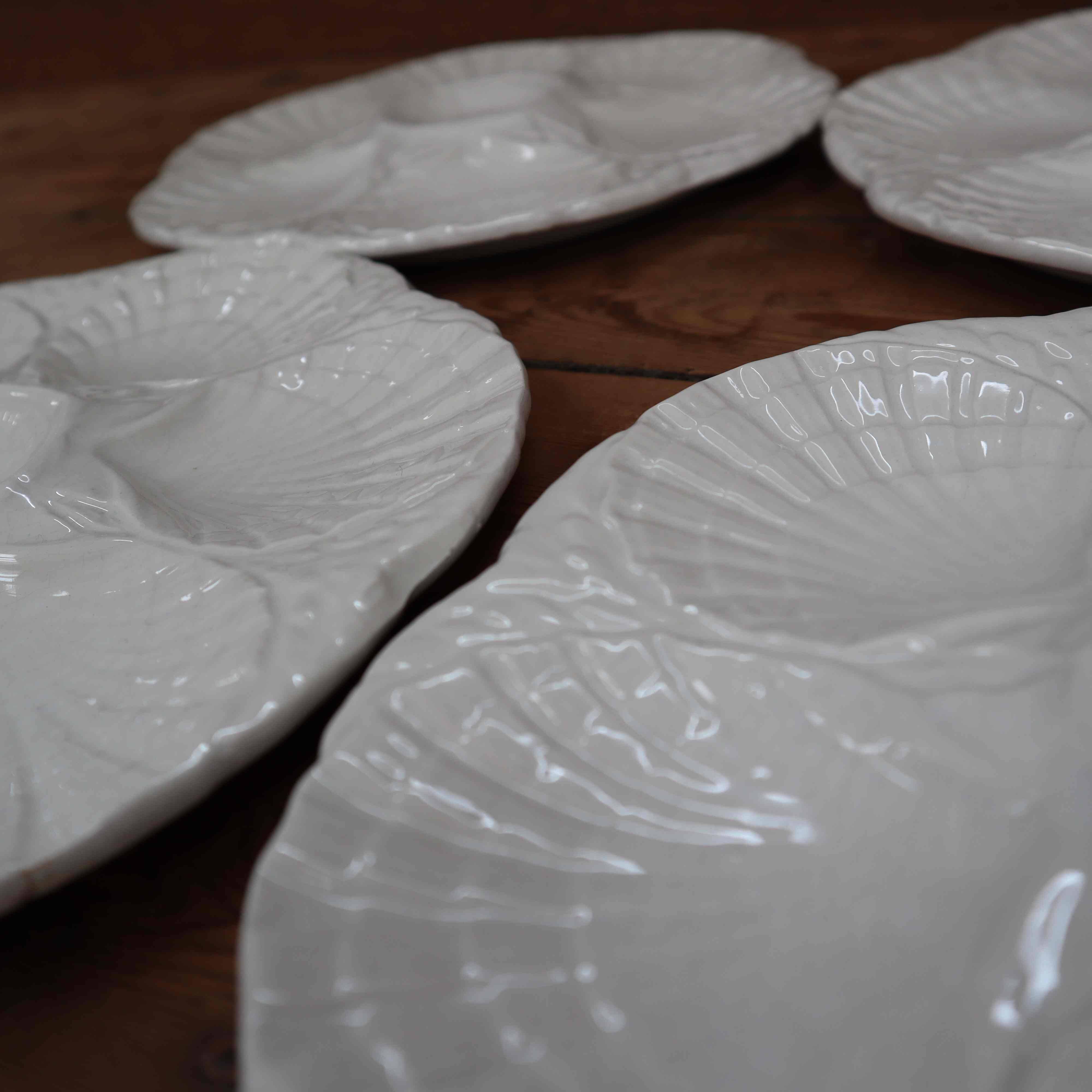 4 vintage off-white oyster plates Sarreguemines 60's