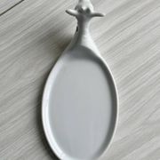Avignon white porcelain dish in the shape of a goat.
