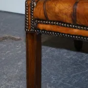 Chesterfield Wingback Armchair Set in Hand-Dyed Brown Leather, 1960s