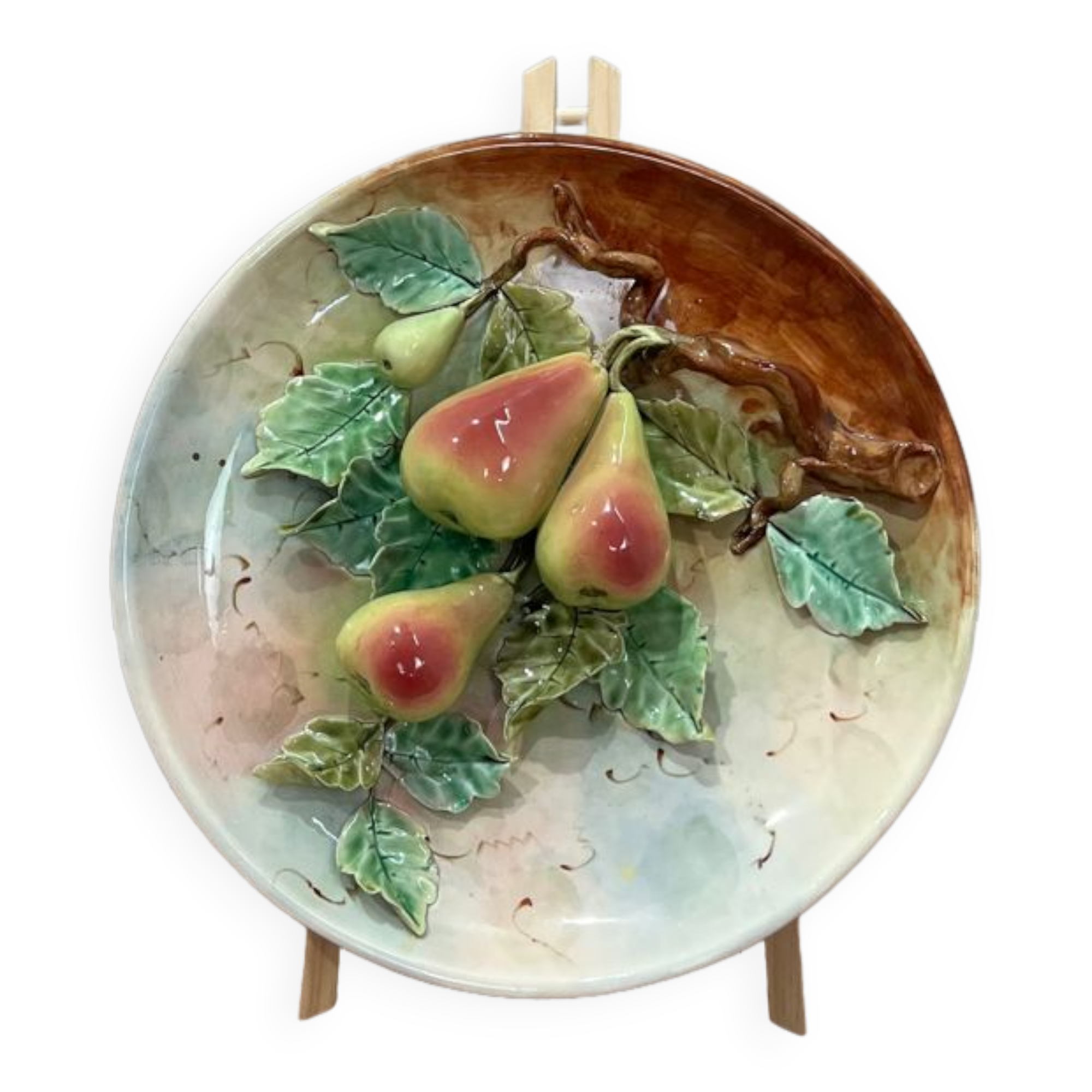 Plate decoration pears Barbotine
