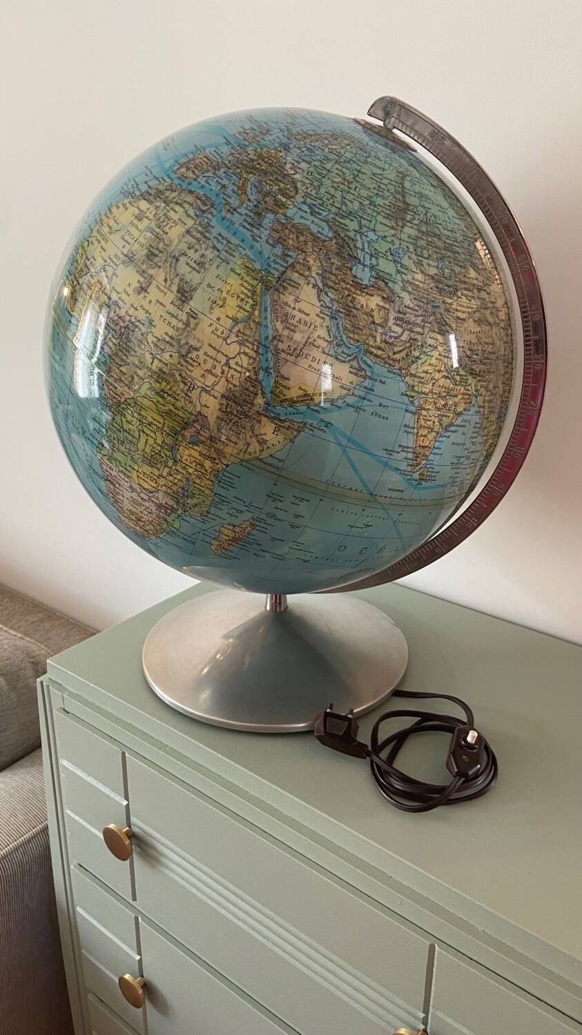 Very large luminous terrestrial globe Hercules 1960