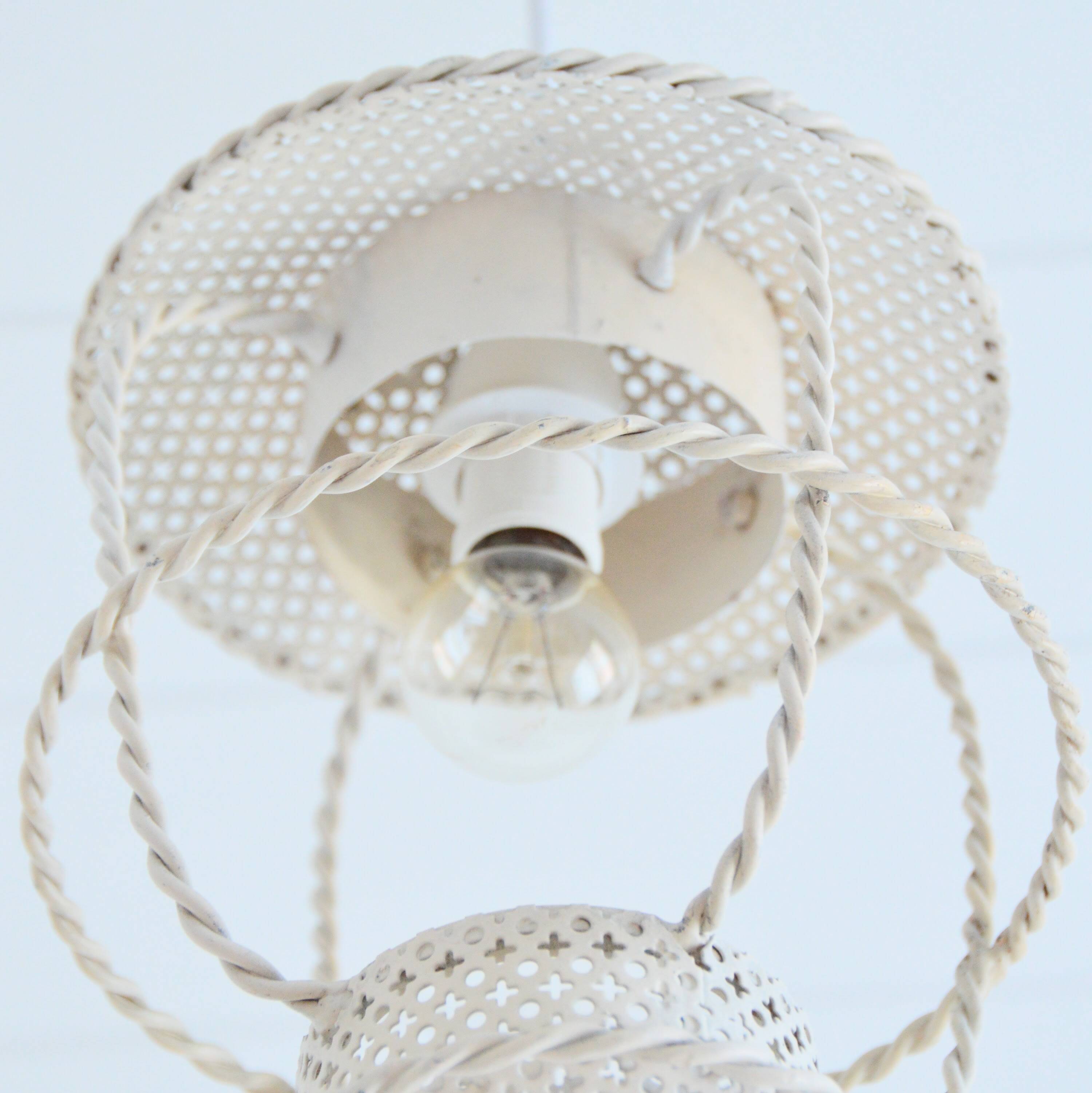 Vintage Mategot  style 1950s Perforated Metal Lantern / Pendant Light