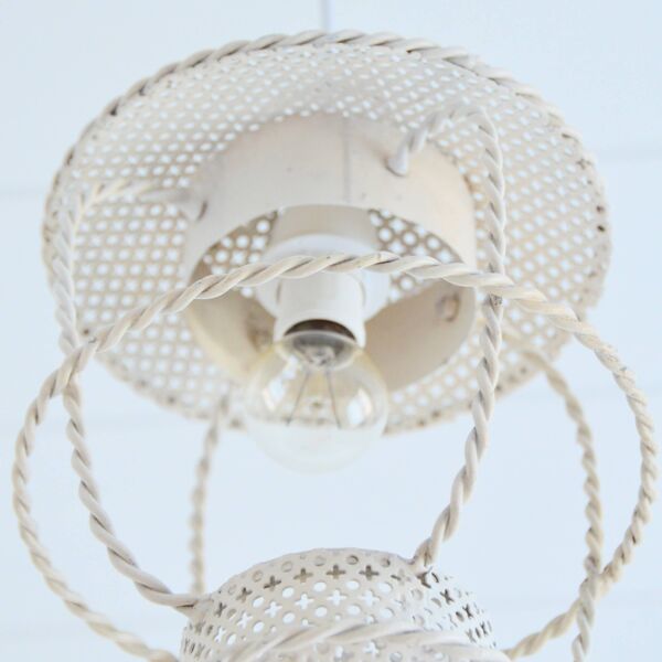 Lanterne / Suspension en métal perforé style Mategot vintage 1950s