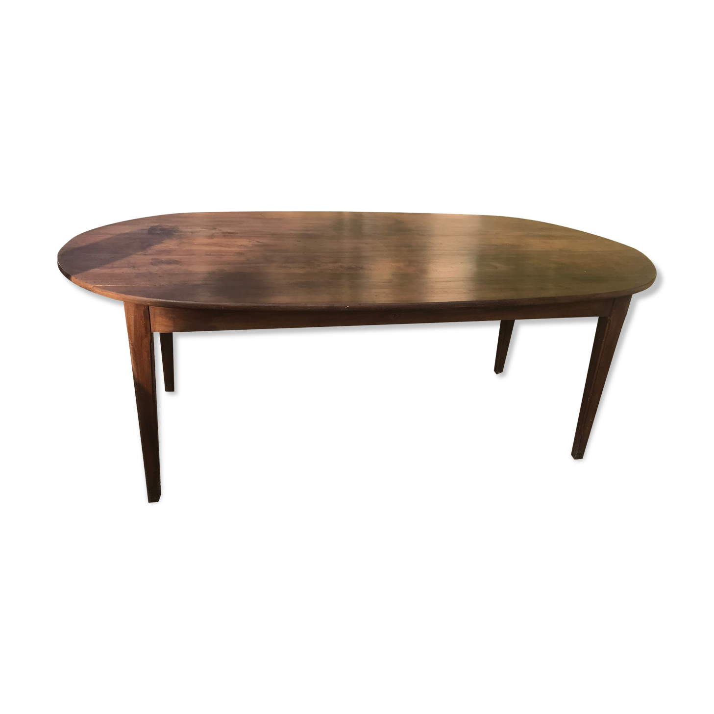 Oval farm table in massive walnut