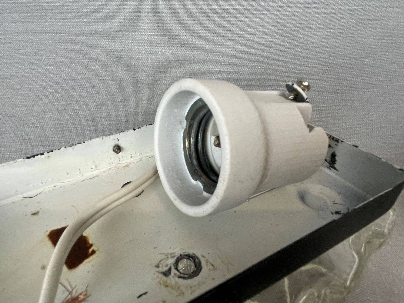 Small rectangular glass flush mount ceiling or wall lamp vintage