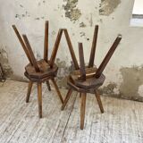 Pine stools with curved seat from the 50s