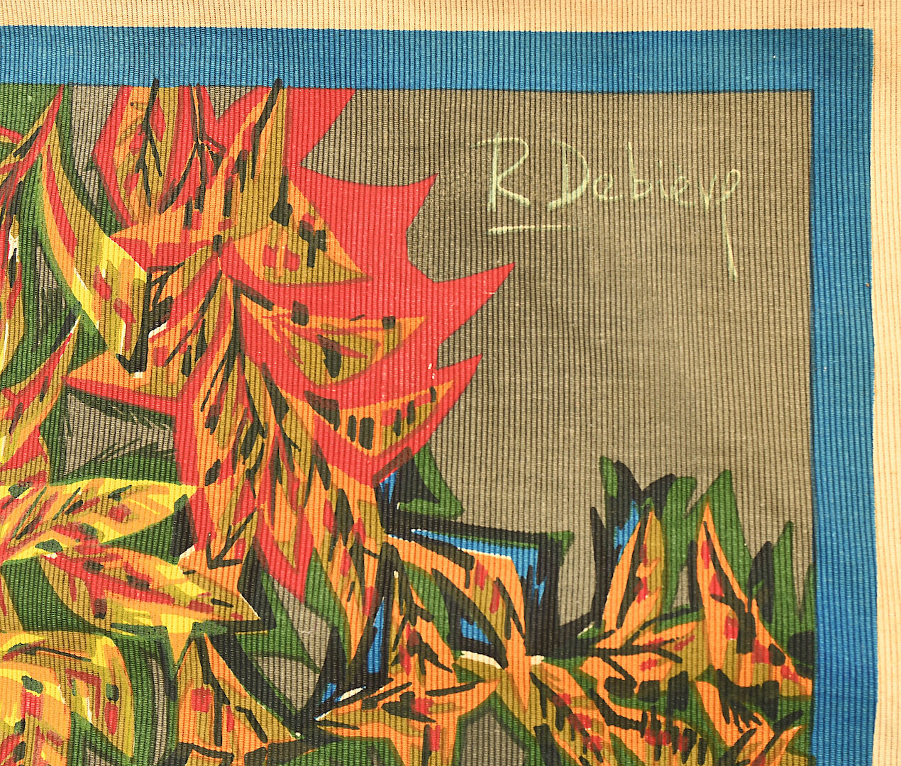Tapestry by Robert Debiève "The flight of flamingos"