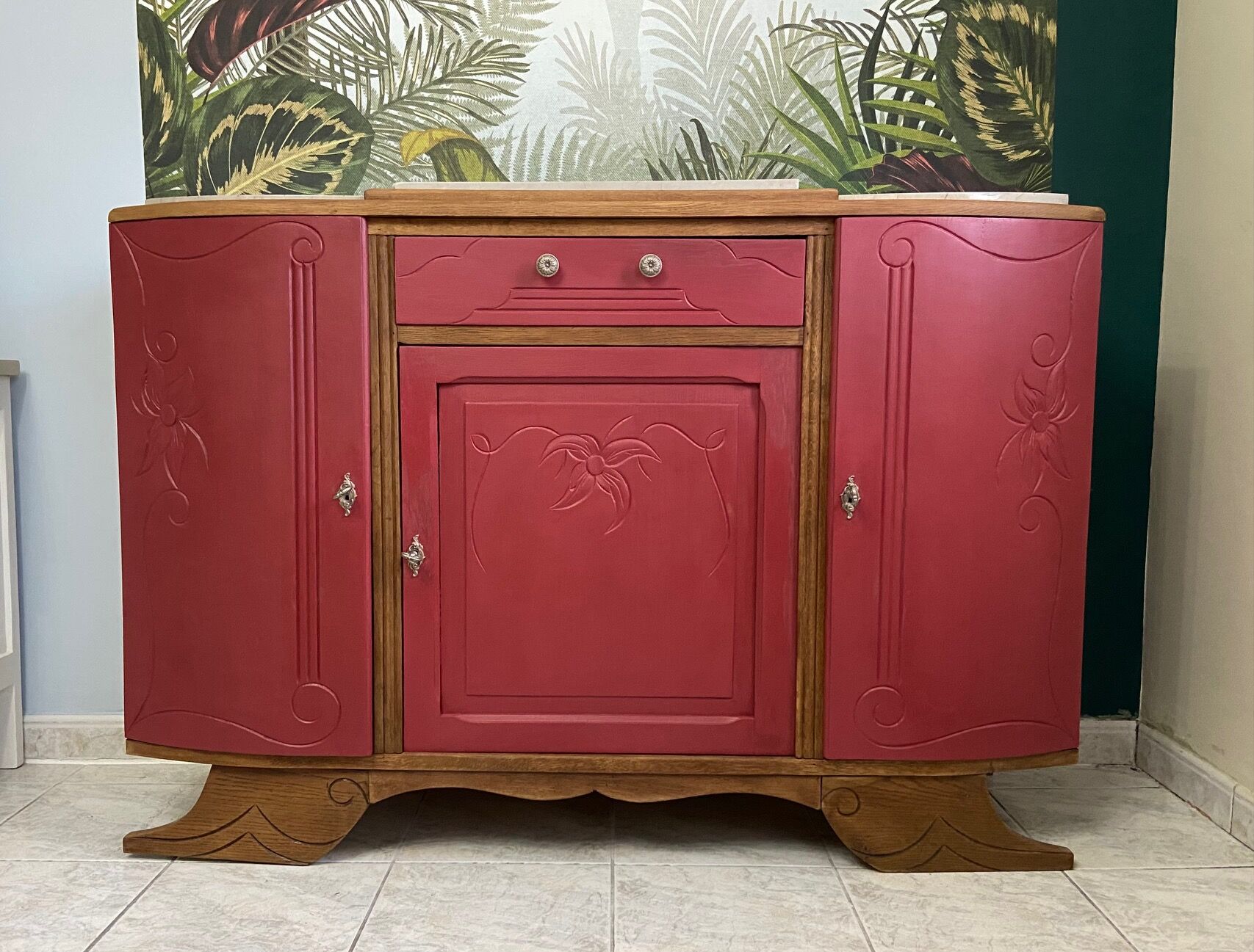 Raspberry art deco buffet