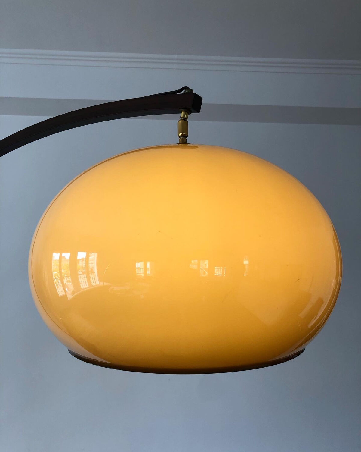 Wooden arc floor lamp circa 1970