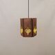Older hanging lamp, made of metal with yellow prisms.