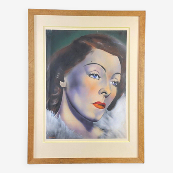 Gouache painting 1935 portrait french cinema actress gaby morlay 1893-1964