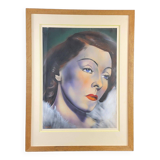 Gouache painting 1935 portrait french cinema actress gaby morlay 1893-1964
