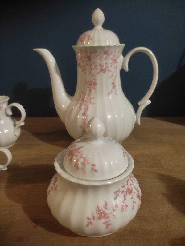Coffee set Wunsiedel Porcelain Bavaria sugar pot cups pink Dp 1222109