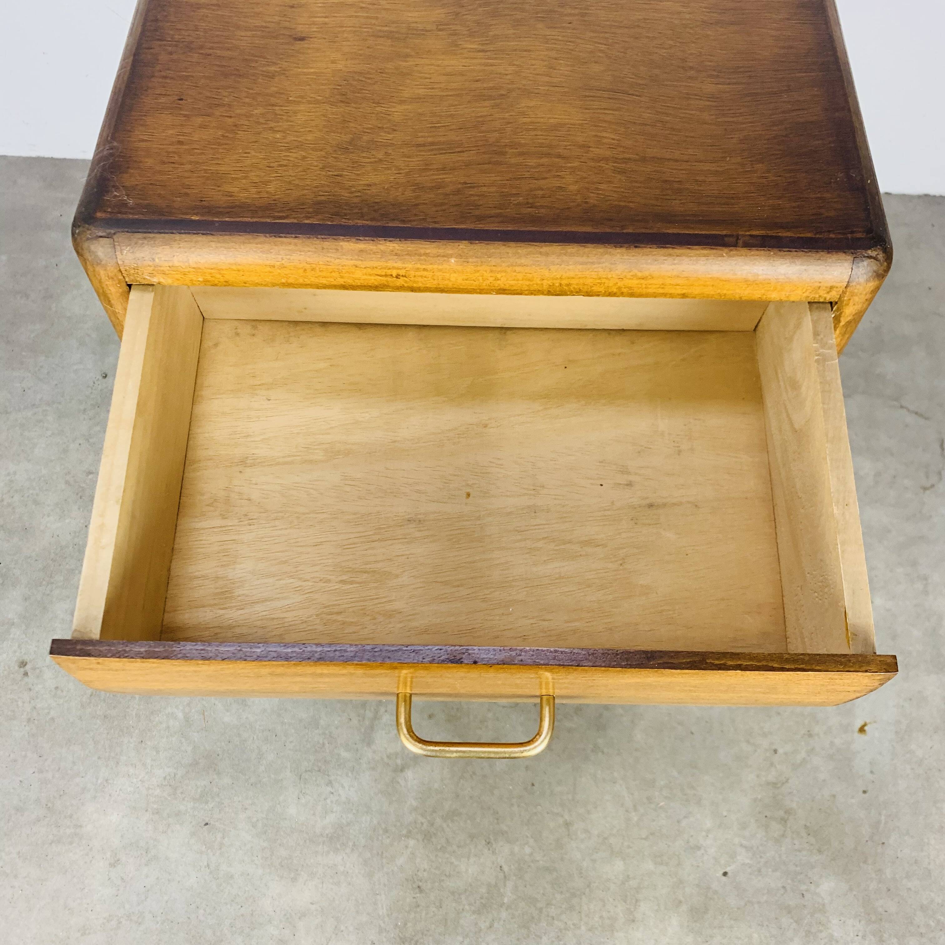 Commode chiffonnier pied compas, années 50, bois