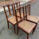 4 Art Deco solid oak cane chairs, circa 1950, with round legs