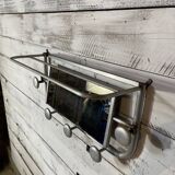 Aluminum wall-mounted coat rack with mirror