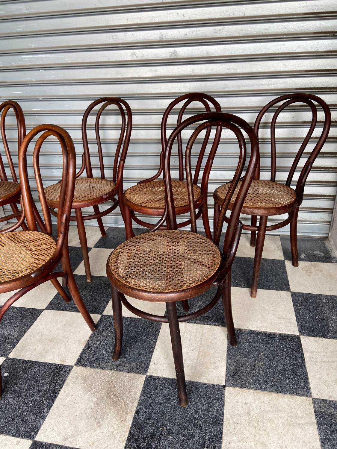 Set of 7 Thonet bistro chairs