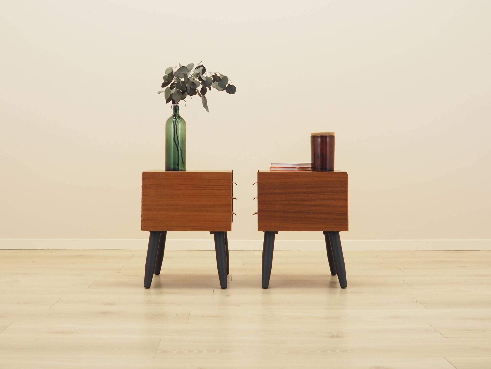 Danish teak bedside chests of drawers, 1960s