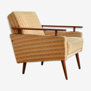 60s teak and vintage fabric chair