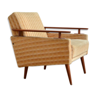 60s teak and vintage fabric chair