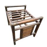 Bamboo and wicker love seat with footrest